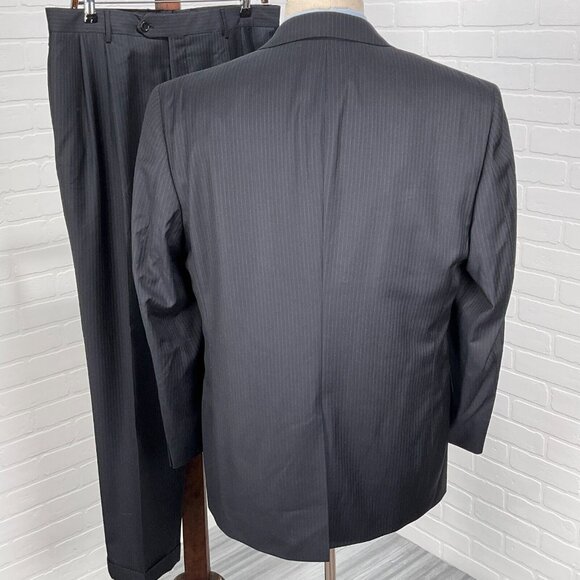 Jos A Bank Suit Men 43L 34Wx30L Black White Gordon Signature Gold Wool Classic - Picture 4 of 16